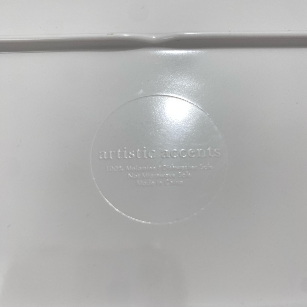 Artistic Accents Plates Blue White Rectangle Small Dessert Plastic Set of 6 - Picture 4 of 7